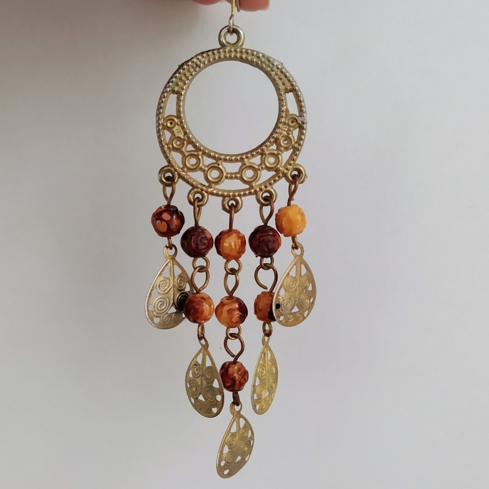 *SALE* Gold Beaded Statement Earrings Bohemian Boho